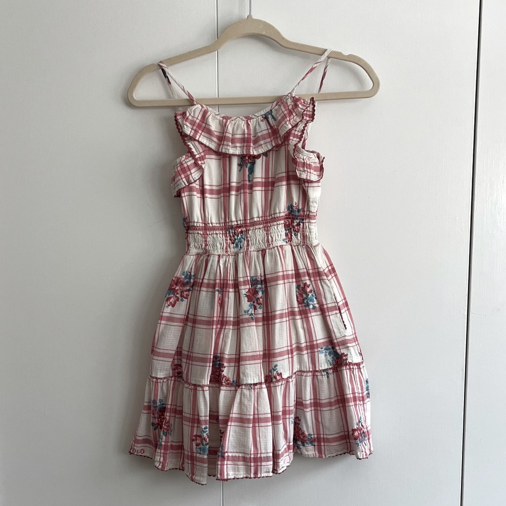 Girls size 10, Polo by Ralph Lauren Pink/light red Plaid Floral Dress